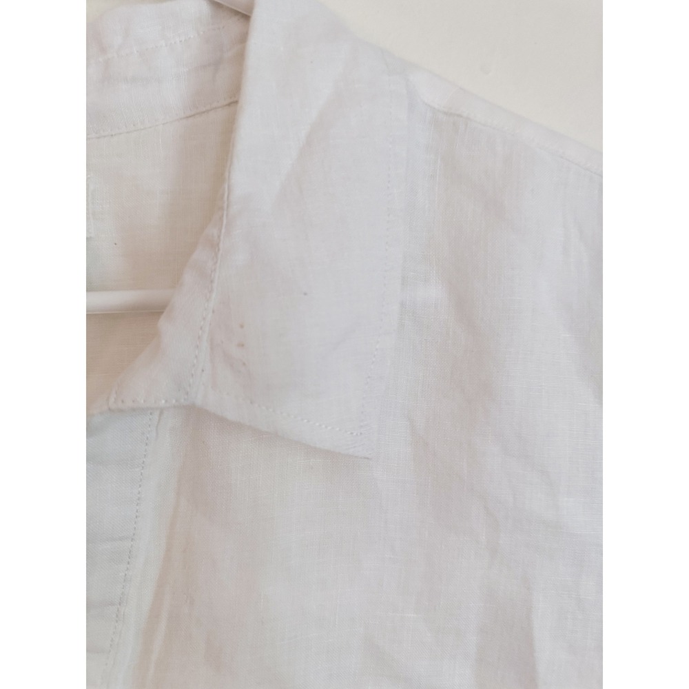 White 100% Linen Tunic Top 2X Sigrid Olsen Coastal Grandma Button Side Split V - Picture 4 of 6